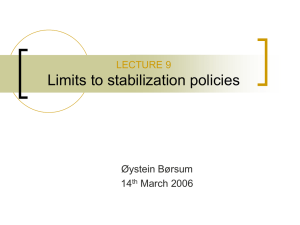 Limits to stabilization policies LECTURE 9 Øystein Børsum 14