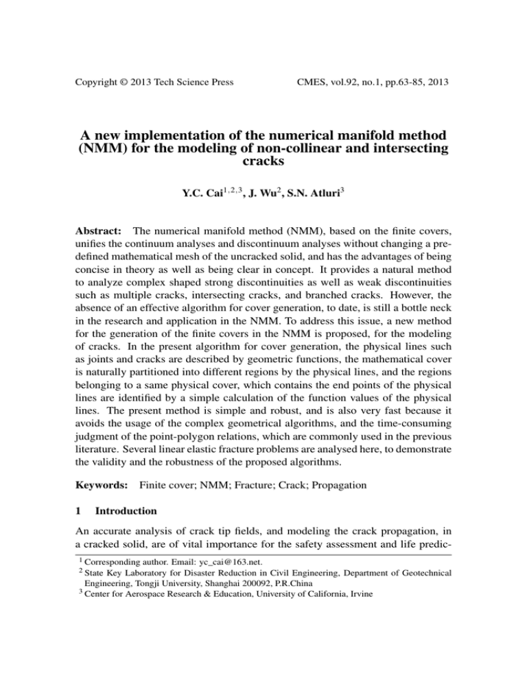 A new implementation of the numerical manifold method