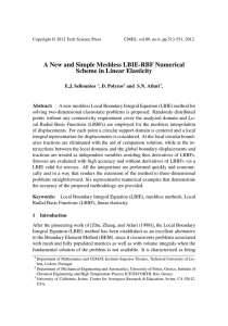 A New and Simple Meshless LBIE-RBF Numerical Scheme in Linear Elasticity