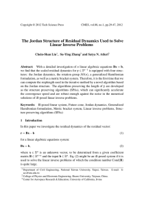 The Jordan Structure of Residual Dynamics Used to Solve