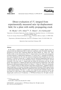 Direct evaluation of T integral from experimentally measured near tip displacement