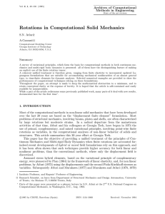 Rotations in Computational Solid Mechanics Archives of Computational Methods in Engineering Summary