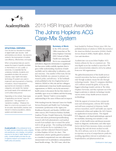 The Johns Hopkins ACG Case-Mix System 2015 HSR Impact Awardee
