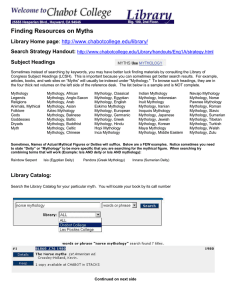 Finding Resources on Myths  Library Home page Search Strategy Handout: Subject Headings