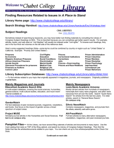 A Place to Stand Library Home page Search Strategy Handout: Subject Headings