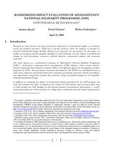 RANDOMIZED IMPACT EVALUATION OF AFGHANISTAN’S NATIONAL SOLIDARITY PROGRAMME (NSP)  I.  Introduction