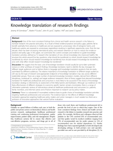 Knowledge translation of research findings D E B A T E