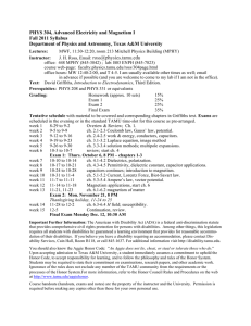 PHYS 304, Advanced Electricity and Magnetism I  Fall 2011 Syllabus