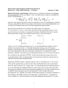 Hartree-Fock Approximation and Electronic Structures