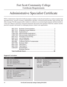 Administrative Specialist Certificate Fort Scott Community College Certificate Requirements