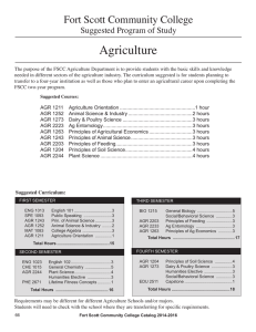 Agriculture Fort Scott Community College Suggested Program of Study