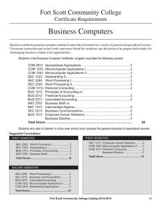 Business Computers Fort Scott Community College Certificate Requirements