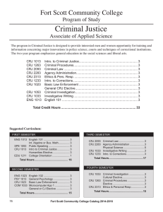 Criminal Justice Fort Scott Community College Program of Study Associate of Applied Science