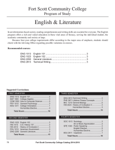 English &amp; Literature Fort Scott Community College Program of Study