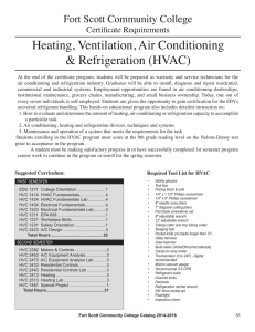 Heating, Ventilation, Air Conditioning &amp; Refrigeration (HVAC) Fort Scott Community College Certificate Requirements