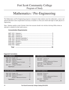 Mathematics / Pre-Engineering Fort Scott Community College Program of Study