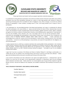 CLEVELAND STATE UNIVERSITY RELEASE AND WAIVER OF LIABILITY