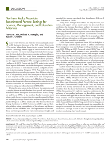 Northern Rocky Mountain Experimental Forests: Settings for