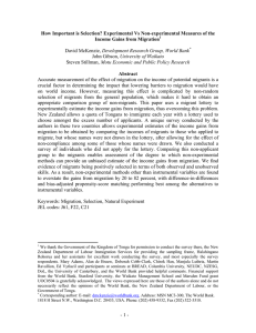 How Important is Selection? Experimental Vs Non-experimental Measures of the