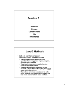 Session 7 ® Methods Java Methods