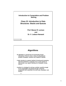 Algorithms Class 23: Introduction to Data Structures: Stacks and Queues