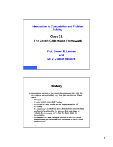 History Class 32: The Java® Collections Framework Introduction to Computation and Problem