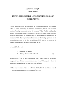EXTRA-TERRESTRIAL LIFE AND THE DESIGN OF EXPERIMENTS Application Example 3