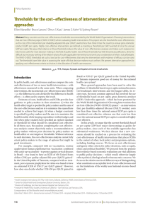 Thresholds for the cost–effectiveness of interventions: alternative approaches Introduction Elliot Marseille,