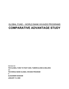 COMPARATIVE ADVANTAGE STUDY GLOBAL FUND – WORLD BANK HIV/AIDS PROGRAMS