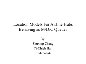 Location Models For Airline Hubs Behaving as M/D/C Queues By: Shuxing Cheng