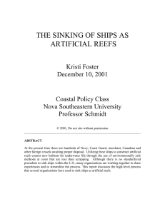 THE SINKING OF SHIPS AS ARTIFICIAL REEFS Kristi Foster December 10, 2001