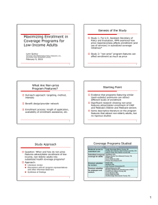 Maximizing Enrollment in Coverage Programs for Genesis of the Study