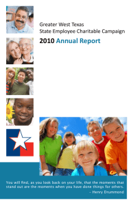 2010 Annual Report Greater West Texas State Employee Charitable Campaign