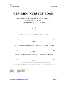 GEM MINI-NURSERY BOOK  S GERMPLASM ENHANCEMENT OF MAIZE