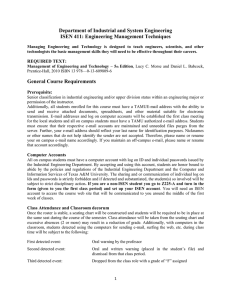 Department of Industrial and System Engineering ISEN 411: Engineering Management Techniques