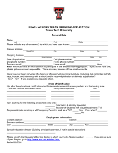 REACH ACROSS TEXAS PROGRAM APPLICATION Texas Tech University