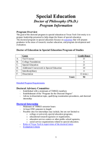 Special Education  Doctor of Philosophy (Ph.D.) Program Information