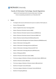 Faculty of Information Technology: Awards Regulations