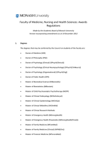 Faculty of Medicine, Nursing and Health Sciences: Awards Regulations