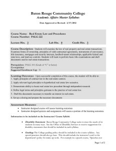 Baton Rouge Community College Academic Affairs Master Syllabus