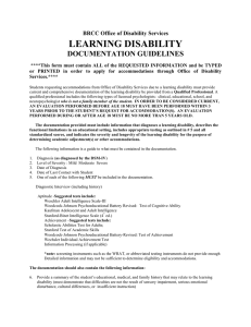 LEARNING DISABILITY DOCUMENTATION GUIDELINES BRCC Office of Disability Services