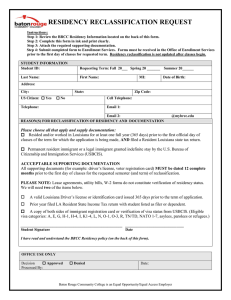 RESIDENCY RECLASSIFICATION REQUEST