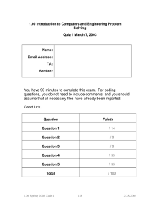 1.00 Introduction to Computers and Engineering Problem Solving Name: