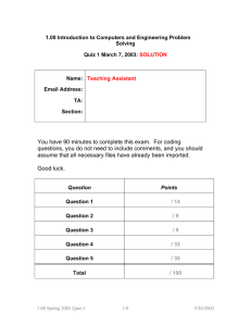 1.00 Introduction to Computers and Engineering Problem Solving Name:
