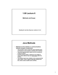 1.00 Lecture 6 Java Methods Methods and Scope