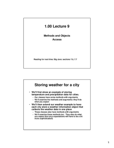 1.00 Lecture 9 Storing weather for a city Methods and Objects Access