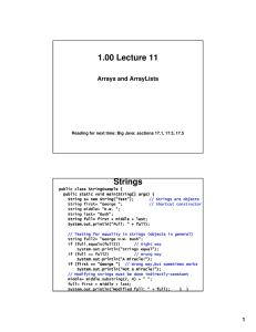 1.00 Lecture 11 Strings Arrays and ArrayLists
