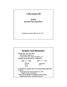 Graphs and Networks 1.00 Lecture 29 Graphs Shortest Path Algorithms
