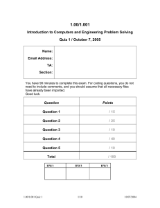 1.00/1.001 Introduction to Computers and Engineering Problem Solving Name: