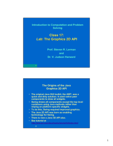 Class 17: : The Graphics 2D API Lab Introduction to Computation and Problem